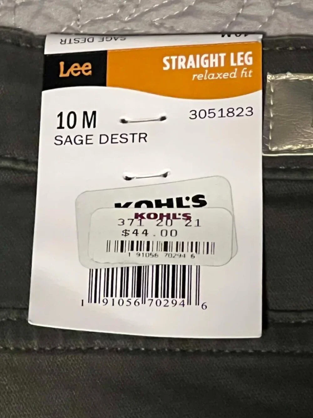 Lee Relaxed Fit Straight Leg Pants Sage Green Size 10